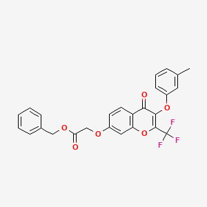 molecular formula C26H19F3O6 B11650941 benzyl {[3-(3-methylphenoxy)-4-oxo-2-(trifluoromethyl)-4H-chromen-7-yl]oxy}acetate 