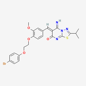 molecular formula C24H23BrN4O4S B11650951 (6Z)-6-{4-[2-(4-bromophenoxy)ethoxy]-3-methoxybenzylidene}-5-imino-2-(propan-2-yl)-5,6-dihydro-7H-[1,3,4]thiadiazolo[3,2-a]pyrimidin-7-one 