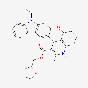 tetrahydrofuran-2-ylmethyl 4-(9-ethyl-9H-carbazol-3-yl)-2-methyl-5-oxo-1,4,5,6,7,8-hexahydroquinoline-3-carboxylate