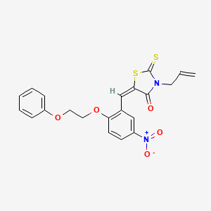 (5E)-5-[5-nitro-2-(2-phenoxyethoxy)benzylidene]-3-(prop-2-en-1-yl)-2-thioxo-1,3-thiazolidin-4-one