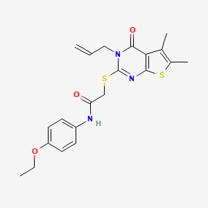 molecular formula C21H23N3O3S2 B11650997 2-[(3-allyl-5,6-dimethyl-4-oxo-3,4-dihydrothieno[2,3-d]pyrimidin-2-yl)thio]-N-(4-ethoxyphenyl)acetamide 