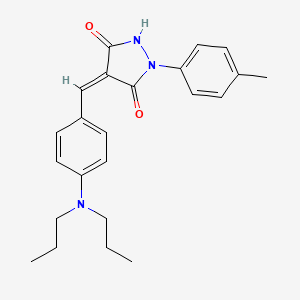 molecular formula C23H27N3O2 B11650998 (4Z)-4-[4-(dipropylamino)benzylidene]-1-(4-methylphenyl)pyrazolidine-3,5-dione 