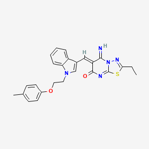 molecular formula C25H23N5O2S B11651011 (6Z)-2-ethyl-5-imino-6-({1-[2-(4-methylphenoxy)ethyl]-1H-indol-3-yl}methylidene)-5,6-dihydro-7H-[1,3,4]thiadiazolo[3,2-a]pyrimidin-7-one 