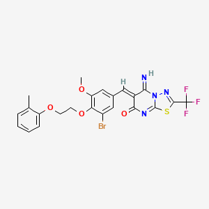 (6Z)-6-{3-bromo-5-methoxy-4-[2-(2-methylphenoxy)ethoxy]benzylidene}-5-imino-2-(trifluoromethyl)-5,6-dihydro-7H-[1,3,4]thiadiazolo[3,2-a]pyrimidin-7-one