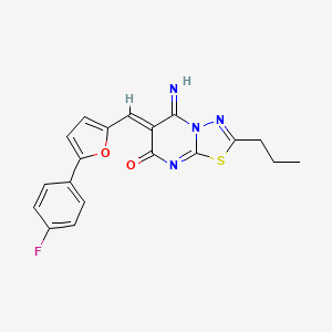 molecular formula C19H15FN4O2S B11651050 (6Z)-6-{[5-(4-fluorophenyl)furan-2-yl]methylidene}-5-imino-2-propyl-5,6-dihydro-7H-[1,3,4]thiadiazolo[3,2-a]pyrimidin-7-one 