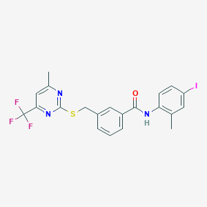 molecular formula C21H17F3IN3OS B11651071 N-(4-iodo-2-methylphenyl)-3-({[4-methyl-6-(trifluoromethyl)pyrimidin-2-yl]sulfanyl}methyl)benzamide 