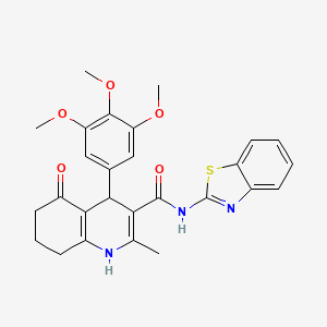 molecular formula C27H27N3O5S B11651081 N-(1,3-benzothiazol-2-yl)-2-methyl-5-oxo-4-(3,4,5-trimethoxyphenyl)-1,4,5,6,7,8-hexahydro-3-quinolinecarboxamide 