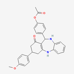 4-[3-(4-methoxyphenyl)-1-oxo-2,3,4,5,10,11-hexahydro-1H-dibenzo[b,e][1,4]diazepin-11-yl]phenyl acetate