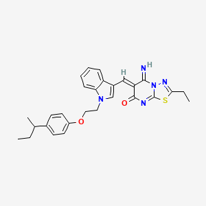 (6Z)-6-[(1-{2-[4-(butan-2-yl)phenoxy]ethyl}-1H-indol-3-yl)methylidene]-2-ethyl-5-imino-5,6-dihydro-7H-[1,3,4]thiadiazolo[3,2-a]pyrimidin-7-one