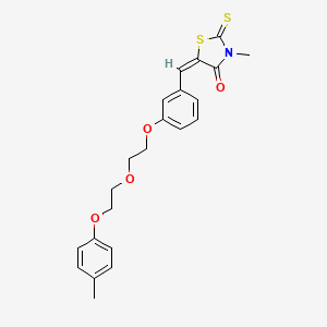 molecular formula C22H23NO4S2 B11651166 (5E)-3-methyl-5-(3-{2-[2-(4-methylphenoxy)ethoxy]ethoxy}benzylidene)-2-thioxo-1,3-thiazolidin-4-one 