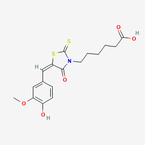 6-[(5E)-5-[(4-hydroxy-3-methoxyphenyl)methylidene]-4-oxo-2-sulfanylidene-1,3-thiazolidin-3-yl]hexanoic acid