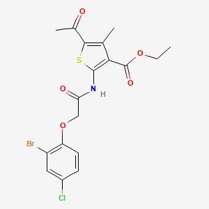 Ethyl 5-acetyl-2-{[(2-bromo-4-chlorophenoxy)acetyl]amino}-4-methylthiophene-3-carboxylate