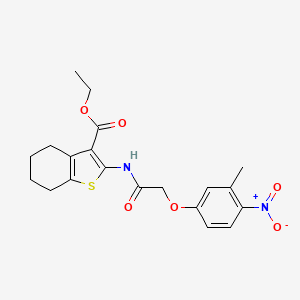 molecular formula C20H22N2O6S B11651208 Ethyl 2-{[(3-methyl-4-nitrophenoxy)acetyl]amino}-4,5,6,7-tetrahydro-1-benzothiophene-3-carboxylate 