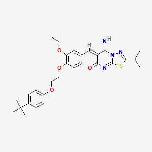 molecular formula C29H34N4O4S B11651222 (6Z)-6-{4-[2-(4-tert-butylphenoxy)ethoxy]-3-ethoxybenzylidene}-5-imino-2-(propan-2-yl)-5,6-dihydro-7H-[1,3,4]thiadiazolo[3,2-a]pyrimidin-7-one 