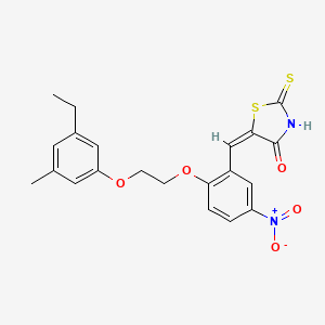 (5E)-5-{2-[2-(3-ethyl-5-methylphenoxy)ethoxy]-5-nitrobenzylidene}-2-thioxo-1,3-thiazolidin-4-one