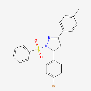 molecular formula C22H19BrN2O2S B11651227 5-(4-bromophenyl)-3-(4-methylphenyl)-1-(phenylsulfonyl)-4,5-dihydro-1H-pyrazole 