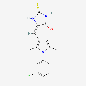 molecular formula C16H14ClN3OS B11651230 (5E)-5-{[1-(3-chlorophenyl)-2,5-dimethyl-1H-pyrrol-3-yl]methylidene}-2-thioxoimidazolidin-4-one 