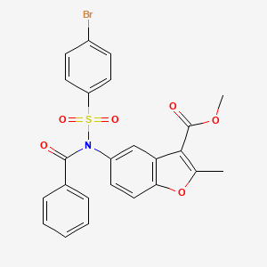 molecular formula C24H18BrNO6S B11651243 Methyl 5-{[(4-bromophenyl)sulfonyl](phenylcarbonyl)amino}-2-methyl-1-benzofuran-3-carboxylate 