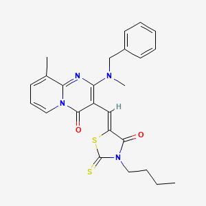 molecular formula C25H26N4O2S2 B11651249 2-[benzyl(methyl)amino]-3-[(Z)-(3-butyl-4-oxo-2-thioxo-1,3-thiazolidin-5-ylidene)methyl]-9-methyl-4H-pyrido[1,2-a]pyrimidin-4-one CAS No. 361996-23-8