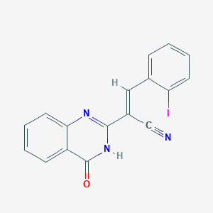 molecular formula C17H10IN3O B11651262 (2E)-3-(2-iodophenyl)-2-(4-oxo-3,4-dihydroquinazolin-2-yl)prop-2-enenitrile 