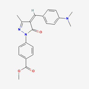 molecular formula C21H21N3O3 B11651266 Methyl 4-[(4Z)-4-{[4-(dimethylamino)phenyl]methylidene}-3-methyl-5-oxo-4,5-dihydro-1H-pyrazol-1-YL]benzoate 