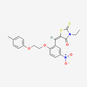 (5E)-3-Ethyl-5-({2-[2-(4-methylphenoxy)ethoxy]-5-nitrophenyl}methylidene)-2-sulfanylidene-1,3-thiazolidin-4-one