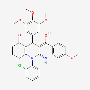 molecular formula C32H31ClN2O6 B11651279 2-Amino-1-(2-chlorophenyl)-3-(4-methoxybenzoyl)-4-(3,4,5-trimethoxyphenyl)-4,6,7,8-tetrahydroquinolin-5-one 