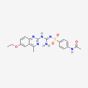 molecular formula C20H22N6O4S B11651293 N-[4-({(E)-amino[(6-ethoxy-4-methylquinazolin-2-yl)amino]methylidene}sulfamoyl)phenyl]acetamide 