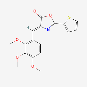 molecular formula C17H15NO5S B11651299 (4Z)-2-(thiophen-2-yl)-4-(2,3,4-trimethoxybenzylidene)-1,3-oxazol-5(4H)-one 