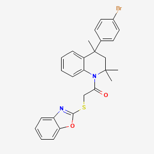 molecular formula C27H25BrN2O2S B11651303 2-(1,3-benzoxazol-2-ylsulfanyl)-1-[4-(4-bromophenyl)-2,2,4-trimethyl-3,4-dihydroquinolin-1(2H)-yl]ethanone 