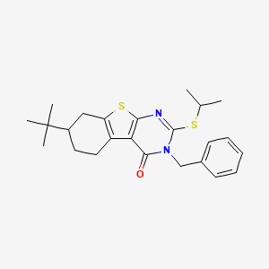 molecular formula C24H30N2OS2 B11651326 3-benzyl-7-tert-butyl-2-(propan-2-ylsulfanyl)-5,6,7,8-tetrahydro[1]benzothieno[2,3-d]pyrimidin-4(3H)-one 