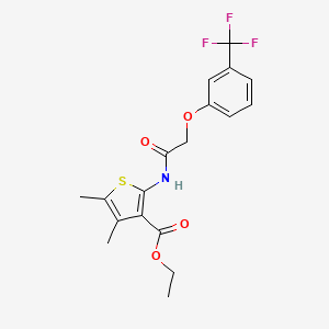 molecular formula C18H18F3NO4S B11651343 Ethyl 4,5-dimethyl-2-({[3-(trifluoromethyl)phenoxy]acetyl}amino)thiophene-3-carboxylate 