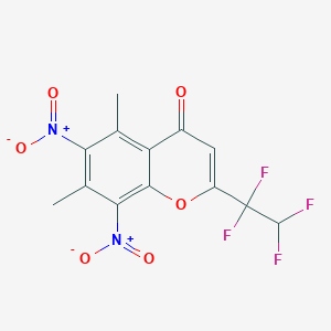 molecular formula C13H8F4N2O6 B11651346 5,7-dimethyl-6,8-dinitro-2-(1,1,2,2-tetrafluoroethyl)-4H-chromen-4-one 