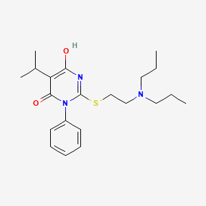 molecular formula C21H31N3O2S B11651376 2-{[2-(dipropylamino)ethyl]sulfanyl}-6-hydroxy-3-phenyl-5-(propan-2-yl)pyrimidin-4(3H)-one 