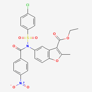 Ethyl 5-{[(4-chlorophenyl)sulfonyl][(4-nitrophenyl)carbonyl]amino}-2-methyl-1-benzofuran-3-carboxylate