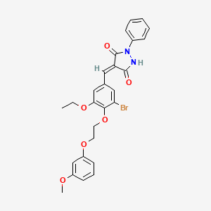 (4E)-4-{3-bromo-5-ethoxy-4-[2-(3-methoxyphenoxy)ethoxy]benzylidene}-1-phenylpyrazolidine-3,5-dione