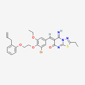 molecular formula C27H27BrN4O4S B11651406 (6Z)-6-(3-bromo-5-ethoxy-4-{2-[2-(prop-2-en-1-yl)phenoxy]ethoxy}benzylidene)-2-ethyl-5-imino-5,6-dihydro-7H-[1,3,4]thiadiazolo[3,2-a]pyrimidin-7-one 