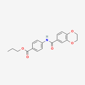 molecular formula C19H19NO5 B11651407 Propyl 4-[(2,3-dihydro-1,4-benzodioxin-6-ylcarbonyl)amino]benzoate 