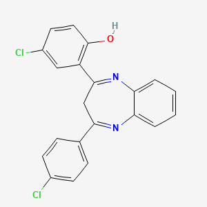 molecular formula C21H14Cl2N2O B11651433 4-chloro-2-[4-(4-chlorophenyl)-3H-1,5-benzodiazepin-2-yl]phenol 