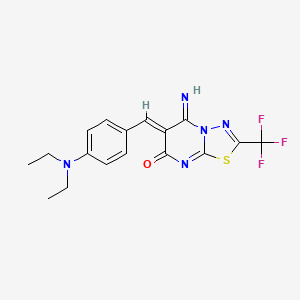 molecular formula C17H16F3N5OS B11651439 (6Z)-6-[4-(diethylamino)benzylidene]-5-imino-2-(trifluoromethyl)-5,6-dihydro-7H-[1,3,4]thiadiazolo[3,2-a]pyrimidin-7-one 