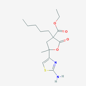 Ethyl 5-(2-amino-1,3-thiazol-4-yl)-5-methyl-2-oxo-3-pentyloxolane-3-carboxylate