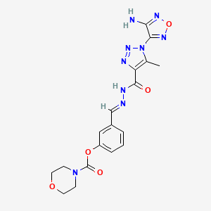 molecular formula C18H19N9O5 B11651461 3-[(E)-(2-{[1-(4-amino-1,2,5-oxadiazol-3-yl)-5-methyl-1H-1,2,3-triazol-4-yl]carbonyl}hydrazinylidene)methyl]phenyl morpholine-4-carboxylate 