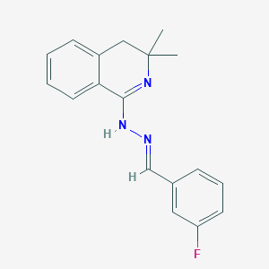 (1Z)-1-[(2E)-(3-fluorobenzylidene)hydrazinylidene]-3,3-dimethyl-1,2,3,4-tetrahydroisoquinoline