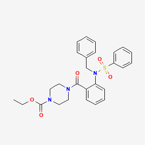 molecular formula C27H29N3O5S B11651506 Ethyl 4-({2-[benzyl(phenylsulfonyl)amino]phenyl}carbonyl)piperazine-1-carboxylate 