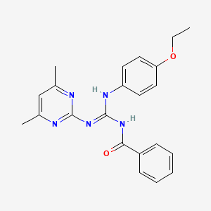 molecular formula C22H23N5O2 B11651516 N-[(Z)-[(4,6-Dimethylpyrimidin-2-YL)amino][(4-ethoxyphenyl)amino]methylidene]benzamide 