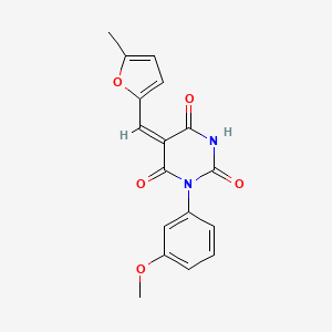 molecular formula C17H14N2O5 B11651574 (5E)-1-(3-methoxyphenyl)-5-[(5-methylfuran-2-yl)methylidene]-1,3-diazinane-2,4,6-trione 