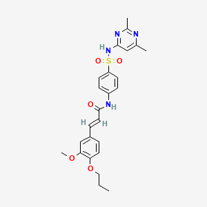 molecular formula C25H28N4O5S B11651610 (2E)-N-{4-[(2,6-dimethylpyrimidin-4-yl)sulfamoyl]phenyl}-3-(3-methoxy-4-propoxyphenyl)prop-2-enamide 