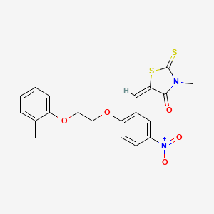 molecular formula C20H18N2O5S2 B11651626 (5E)-3-methyl-5-{2-[2-(2-methylphenoxy)ethoxy]-5-nitrobenzylidene}-2-thioxo-1,3-thiazolidin-4-one 