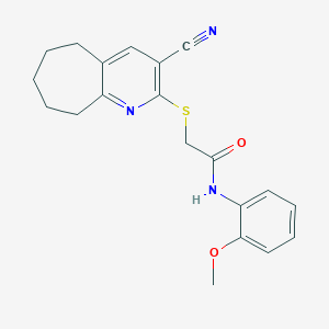 2-[(3-cyano-6,7,8,9-tetrahydro-5H-cyclohepta[b]pyridin-2-yl)sulfanyl]-N-(2-methoxyphenyl)acetamide