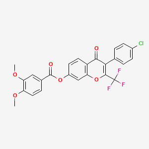 molecular formula C25H16ClF3O6 B11651662 3-(4-chlorophenyl)-4-oxo-2-(trifluoromethyl)-4H-chromen-7-yl 3,4-dimethoxybenzoate 